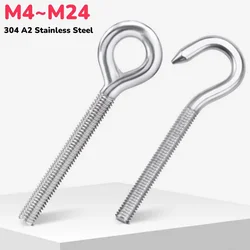 M4M5M6M8M10M12M14M16M18M20M22M24 304 A2 Stainless Heavy Duty Eye Hooks/Ring Pack Screw Sheep Eye Screws Thread Lifting Eye-bolt