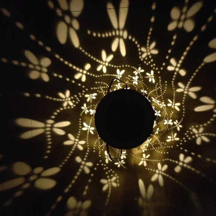 

Проекционная лампа для двора и газона на солнечной энергии, садовая атмосфера, пейзажное украшение, полая железная лампа, проекционная лампа