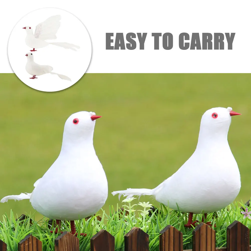 

2 Pcs Simulated Decoration Realistic Foam Plastic Bird Decor Trick Props Lifelike Pigeon Figurine Outdoor Garden