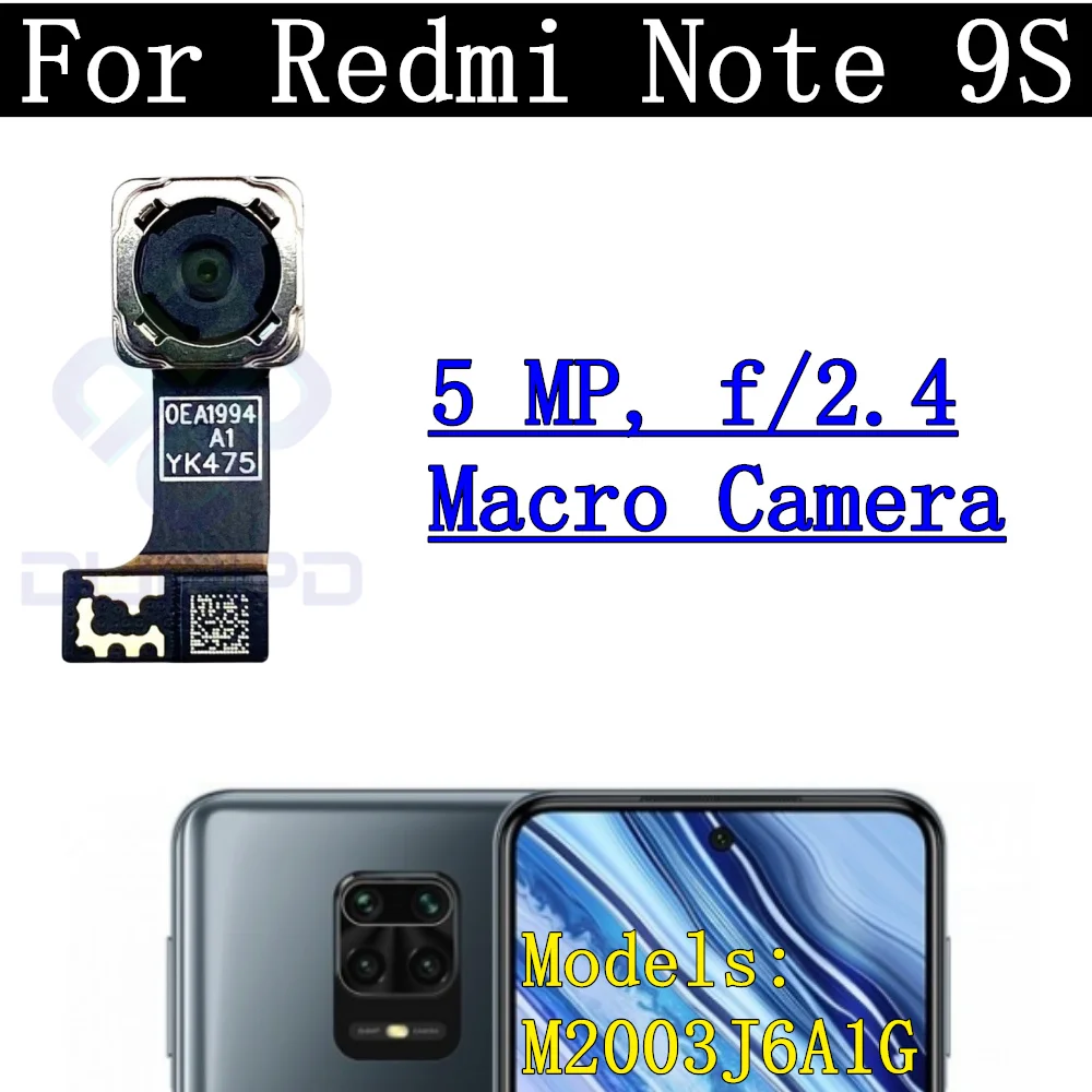 Note9S Rear Camera Flex Cable For Xiaomi Redmi Note 9S Front Selfie Small Facing Main Back Camera Glass Lens Spare