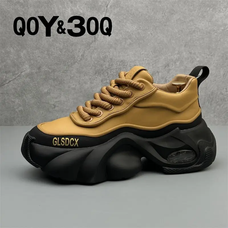 2023 Winter Fleece Lining Men\'s Warm Thick Sole Height Increasing Fashion Casual All-Matching Sports Shoes