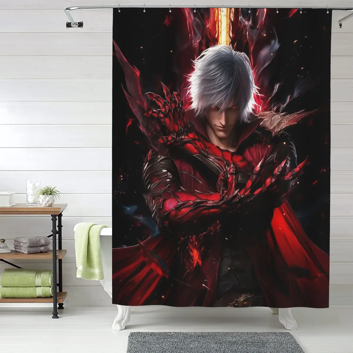 

Занавеска для душа Devil May Cry, полиэстеровая, водонепроницаемая, для ванной комнаты, с крючками