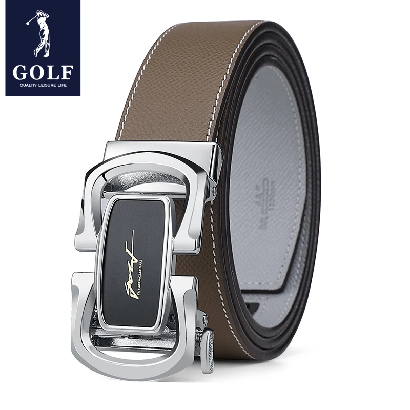 GOLF New Men's Belt Made of Genuine Leather, Fashionable Automatic Buckle, Young People's Summer Business Pants Belt Trendy