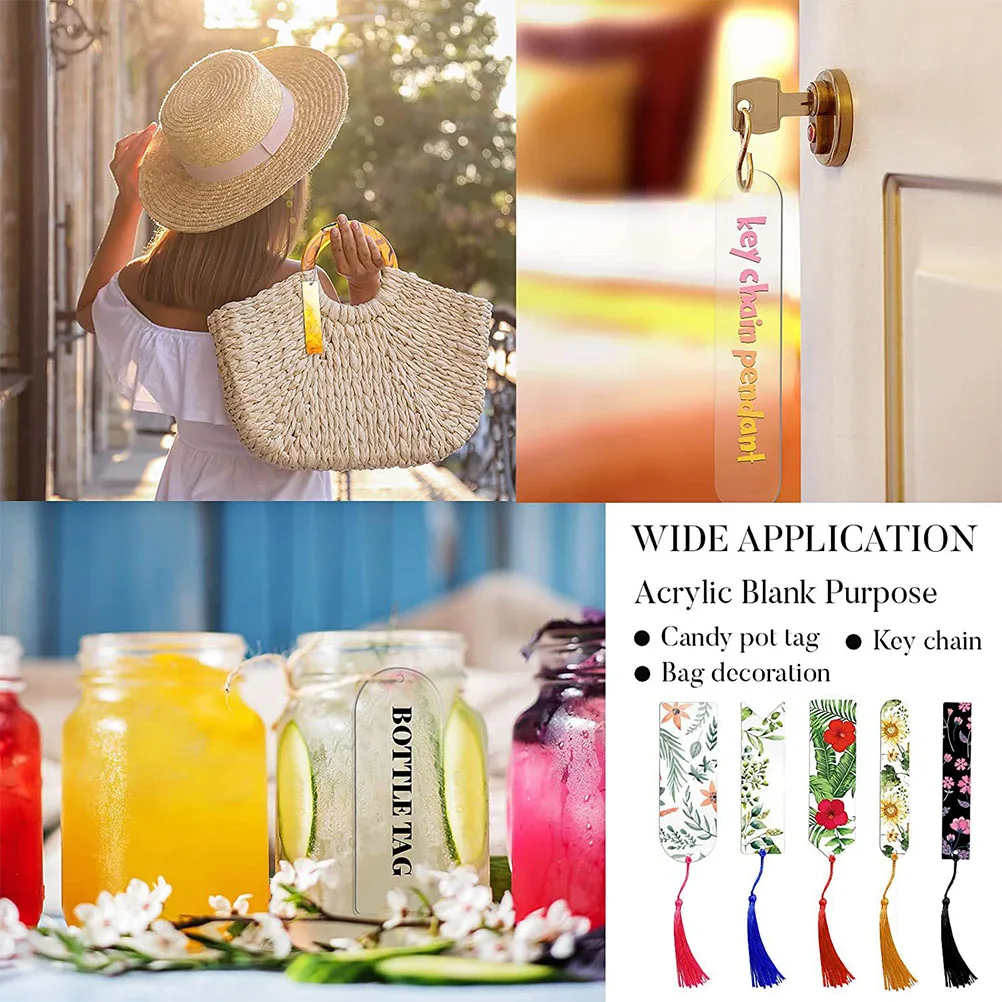 

10pcs Tassel Bookmark Acrylic Bookmarks Decorative Page Marker Diy Tag For School Office Home Library Use String Bookmark Set
