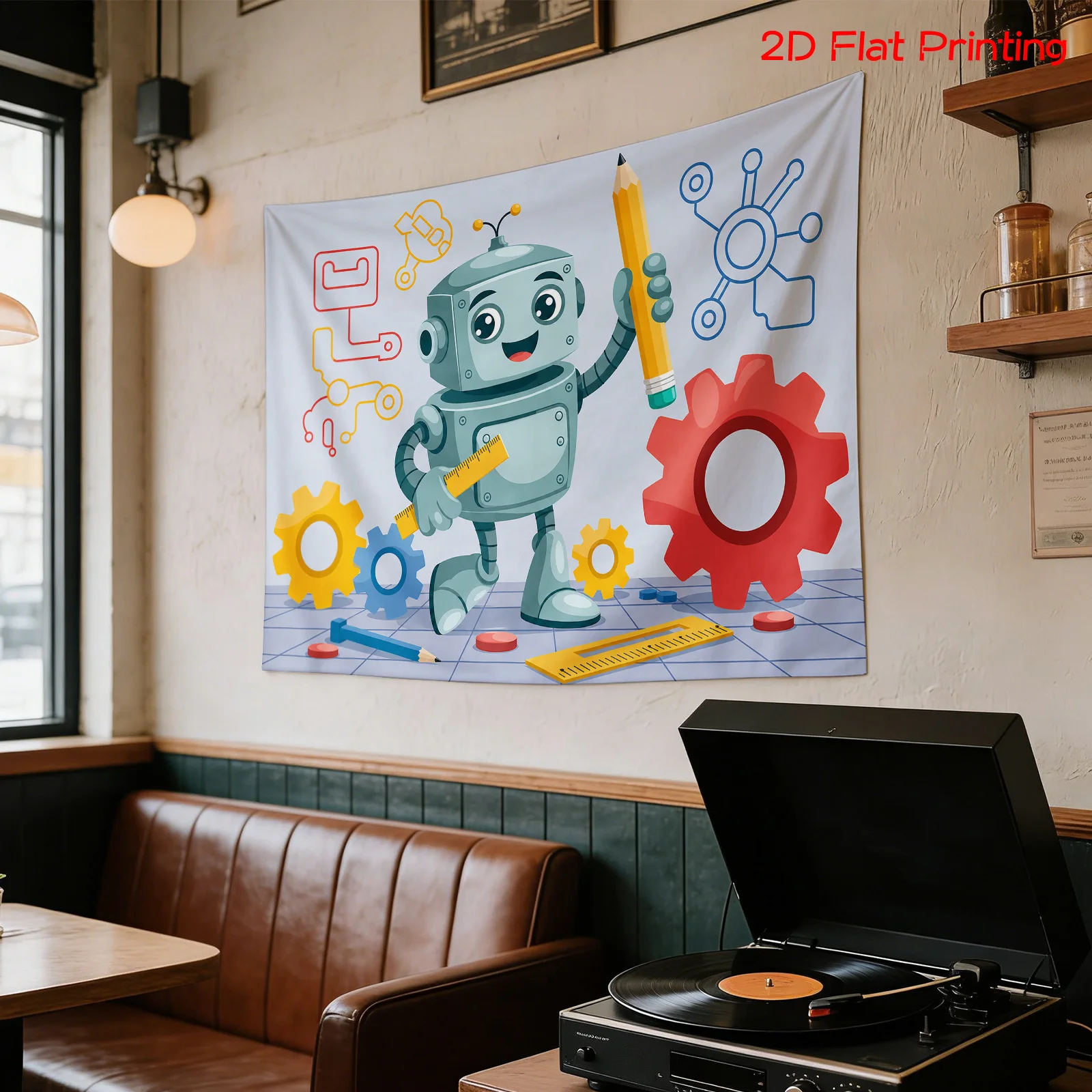 Modern Robot Blueprint Tapestr - Science Nursery recension och pris