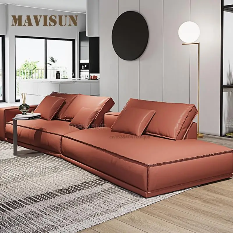 European Leather Upholstered Sofas For Living Room Sectional Luxury Long Chair Sofas With Recliner Home Furniture Simple Couch