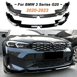 Car Front Bumper Splitter Lip Body Kit Spoiler Diffuser Black Accessories For BMW 3 Series G20 LCI M Sport 320i 325i 2023+