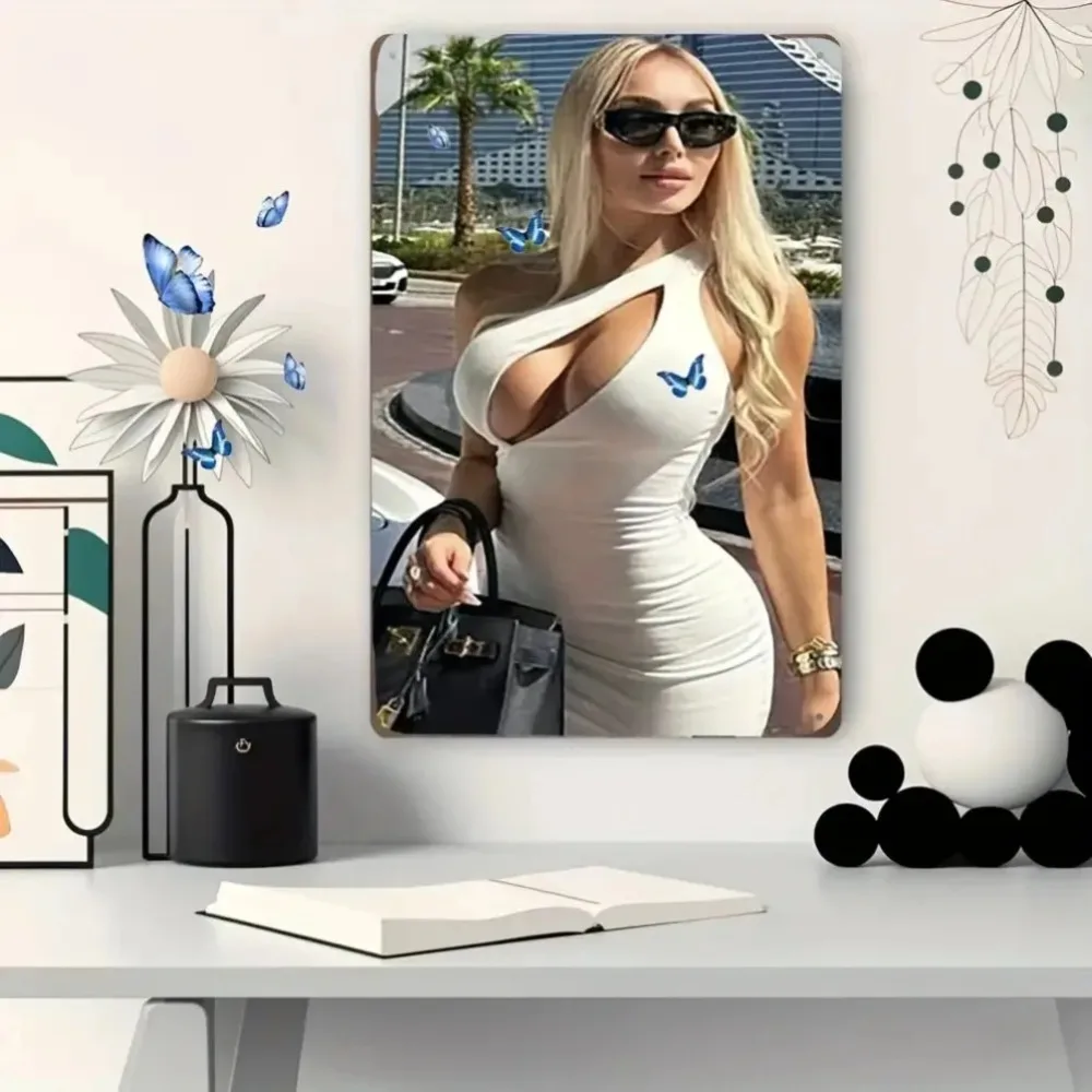 Elegante blonde Dame Aluminium-Wandkunst, Retro-Metalldekor für Wohnzimmer, Schlafzimmer, Geschenk