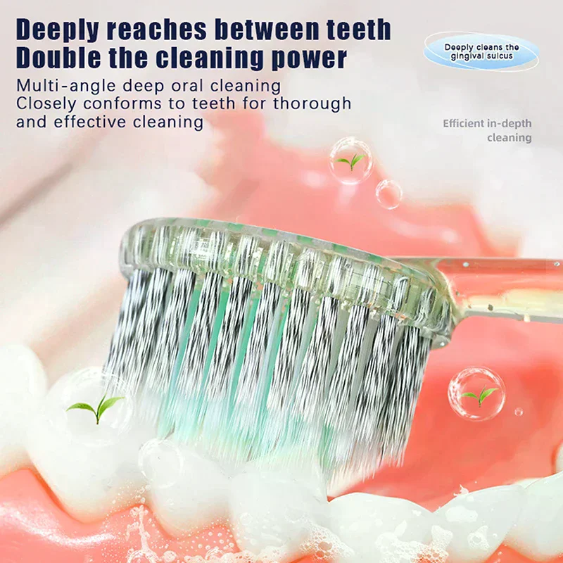 

2/4 шт. сверхдлинная насадка для щетки, антибактериальная зубная щетка с мягкой щетиной, нескользящей ручкой и основанием на присоске, вертикальный дизайн