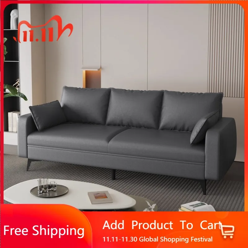 

Leather Double Sofas Nordic Minimalist Luxury Living Room Sofas Europe Family Recliner Articulos Para El Hogar Home Furniture