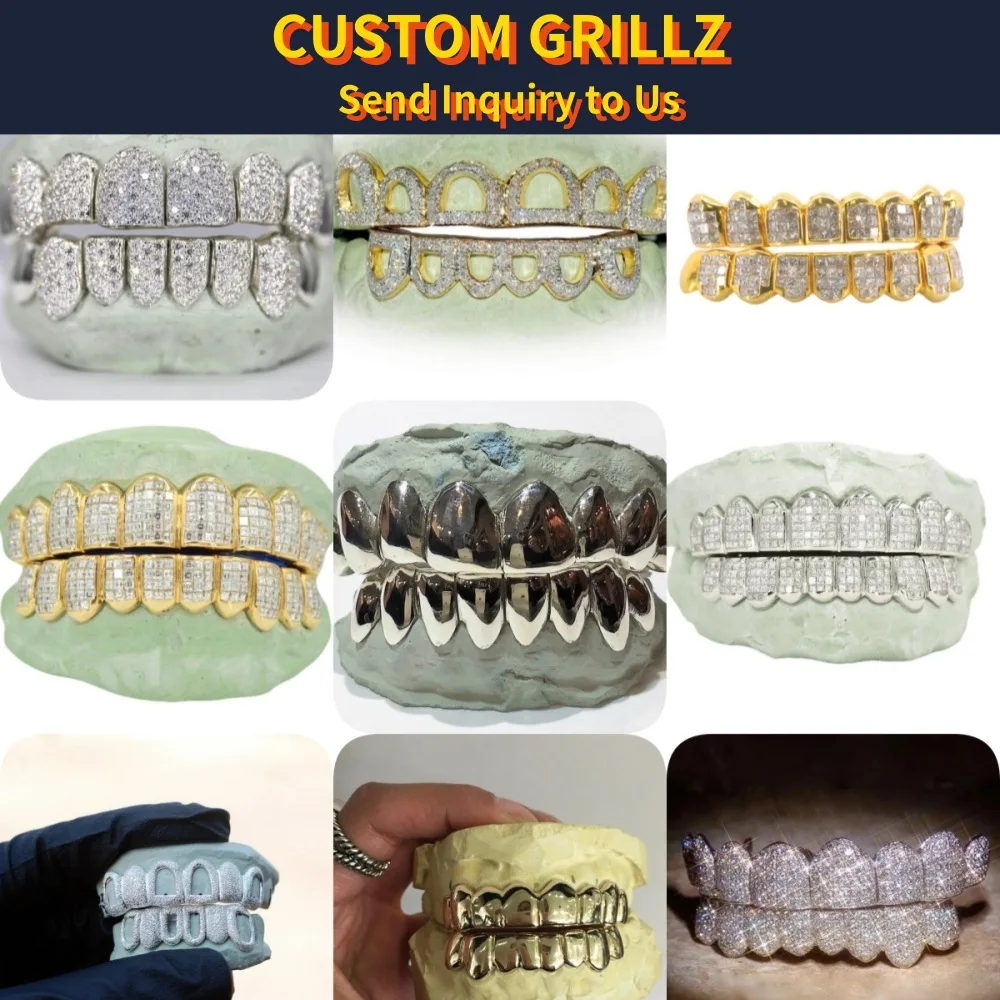 Hip-hop Braces Rap Braces 8 Teeth Big Gold Teeth Cool Drill Hip-hop Grillz Dentures Jewelry