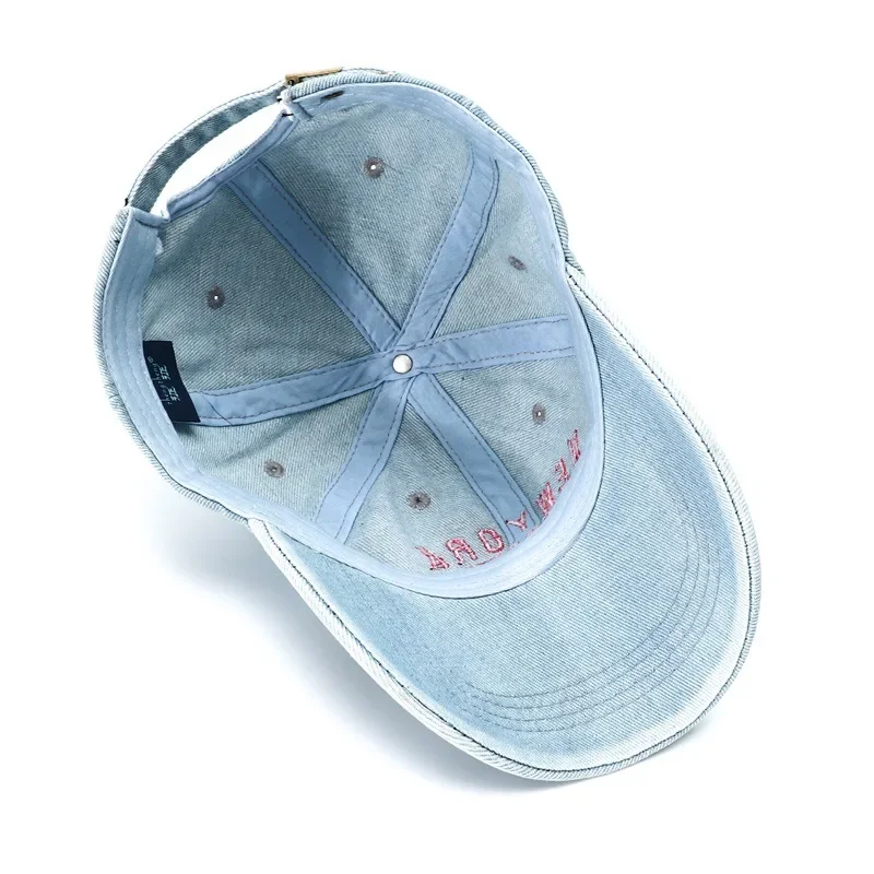 High Quality Washed Denim Hat Baseball Cap Gorra New York Embroidery Snapback Hat Unisex Vinatge Dad Hats for Women Men 2024