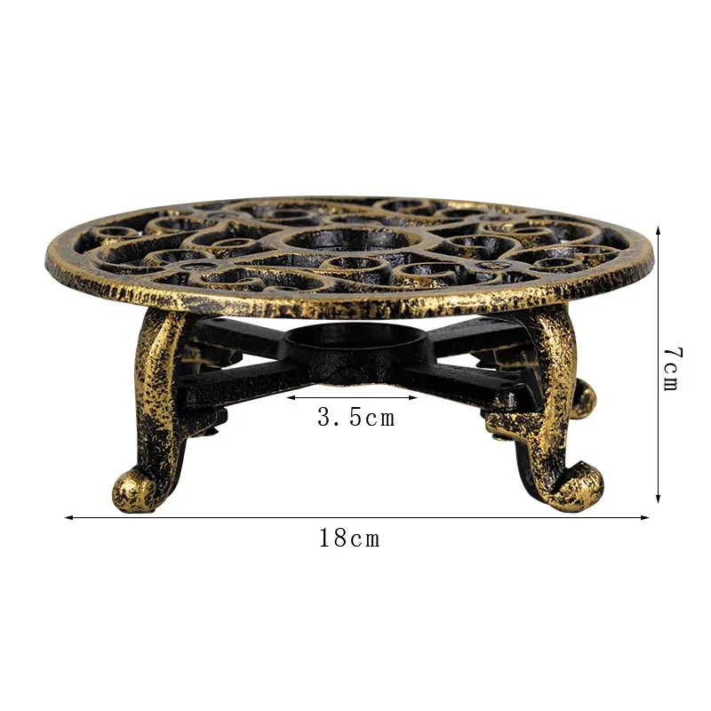 Handmade Vintage Cast Iron Candle Holder Creative Teapot Trivets Candle Heater Tea Stove Coffee Milk Tea Warmer Base Accessories