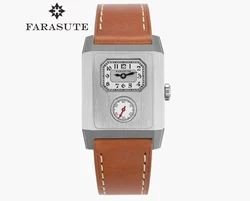 FARASUTE 2024, serie Original, reloj mecánico automático cuadrado para hombre, reloj mecánico piloto con esfera plateada de segunda mano pequeña para hombre