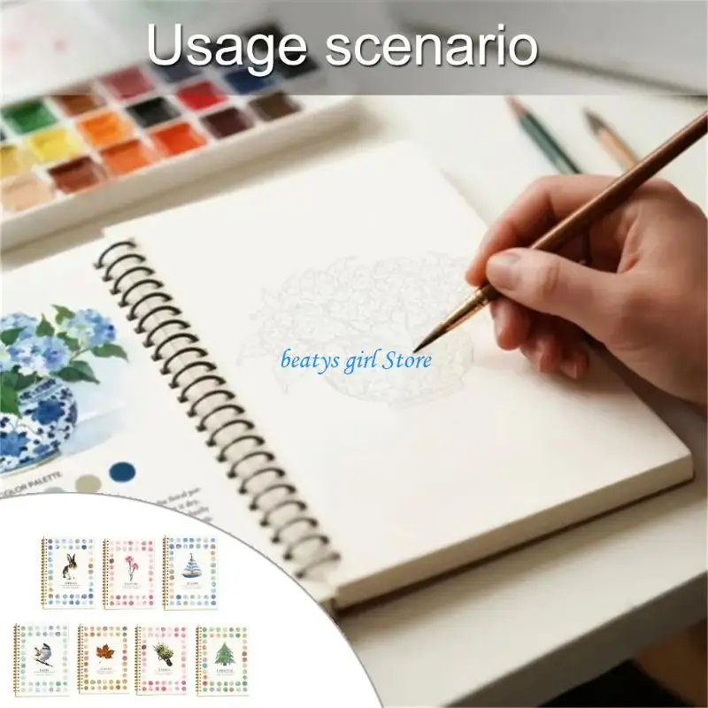 

C7AB 12 Color Watercolor Paint Set with Watercolor Workbook and Brush Artist Art Set