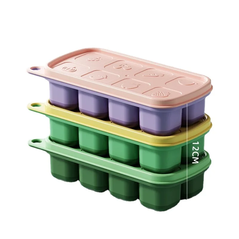 Refrigeration Home Food Grade Silicone Molds Baby Mold Ice Mould Ice Storage Boxes With Lid Household Use Freezing Kitchen Tools