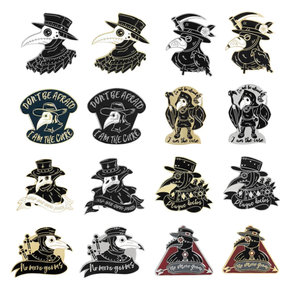 10 Pcs Plague Doctor Brooch Alloy Ruck Sack Fixing Knapsack Fashion Creative Breastpin Cute