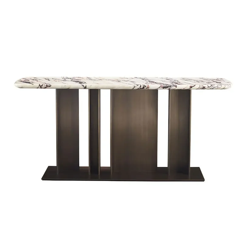 

Italian modern stainless steel entrance table, simple entry, front door decoration, light luxury marble entrance table