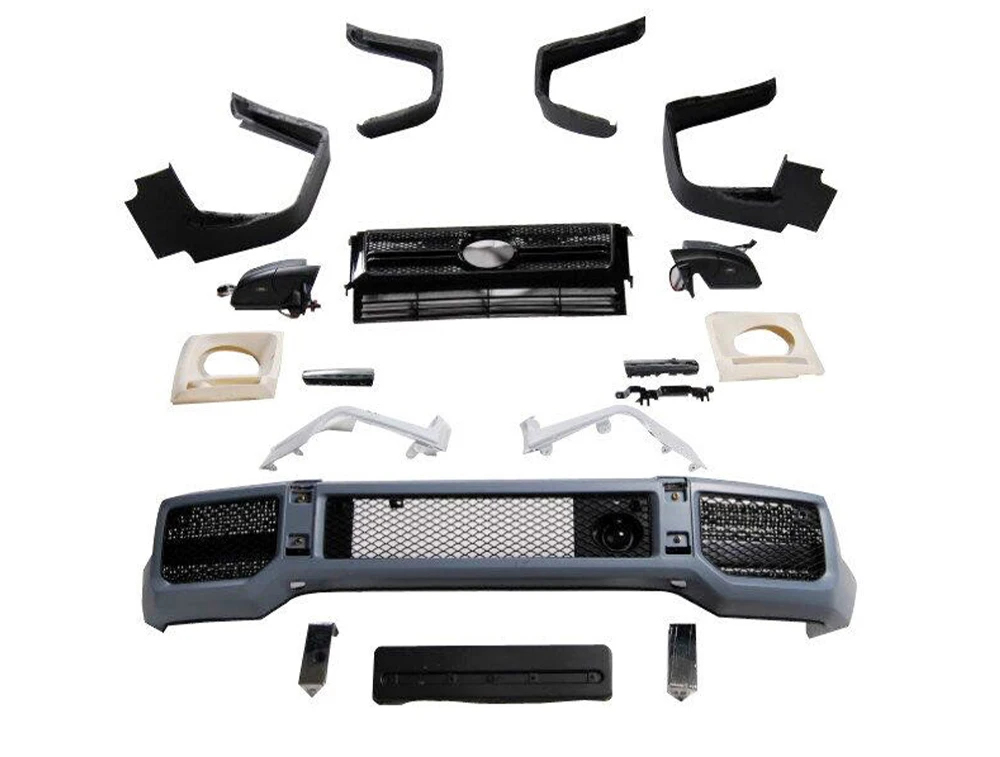 

For G Class W463 TI G63 Body Kit G63 TI Full Set Body Kit Car Upgrade Facelift Set PP Front Bumper Grille Headlight Covers Fende