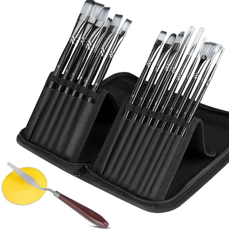 Bview Art 15Pcs Different Shape And Size Artist Paint Brush Set For Acrylic Watercolor Oil painting