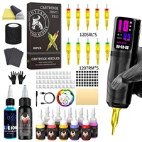 Kit de tatuaje TRO, Kit de bolígrafos para tatuajes con pantalla a color, Kit de máquina de tatuaje para maquillaje permanente, Kit de fuente de alimentación para tatuajes HM162