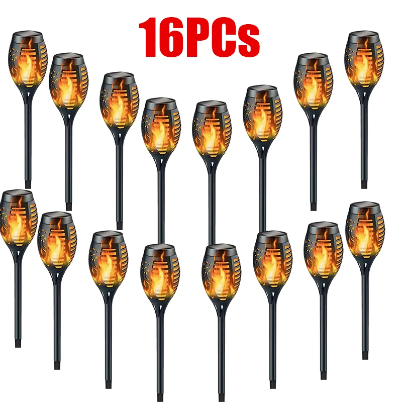 8/12/16 Stück 12LED Solar-Flammenfackeln, flackerndes Licht, wasserdicht, Gartendekoration, Außenbeleuchtung für Rasen, Wege, Hof, Terrasse, Bodenlampe