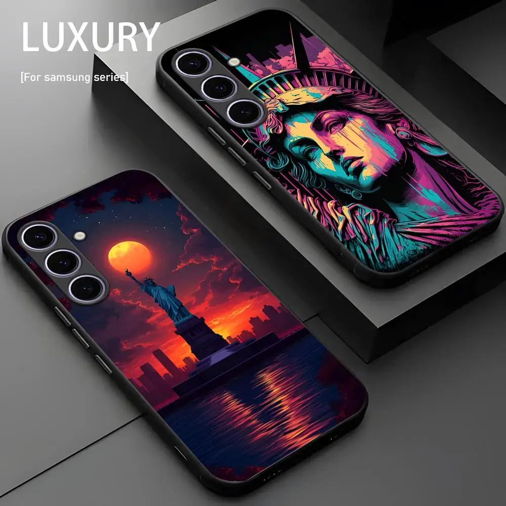 Statue of Liberty picture Phone Case For Samsung Galaxy S25 S24 S23 S22 S21 S20 Plus Ultra Note20 Soft Black