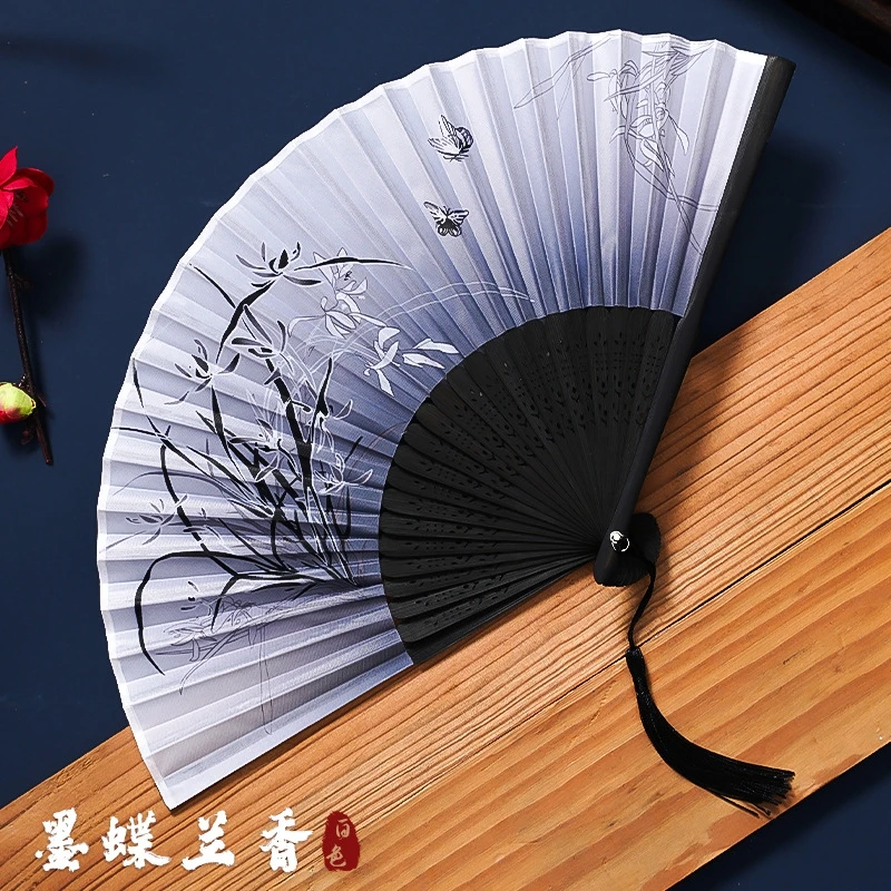 Vintage Silk Folding Hand Fan Chinese Japanese Bamboo Fans Craft Gifts Women Dance Performance Props Home Decoration Ornaments