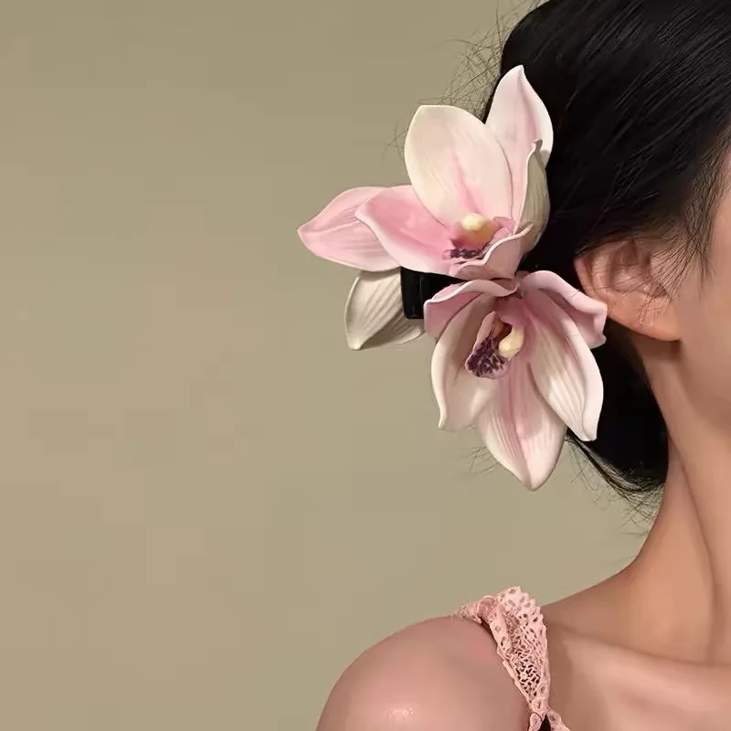 

Large Flower Hair Claw Women Wedding White Pink Hair Clip Crab Fashion Girls Ponytail Shark Clip Headwear Hair Accessories