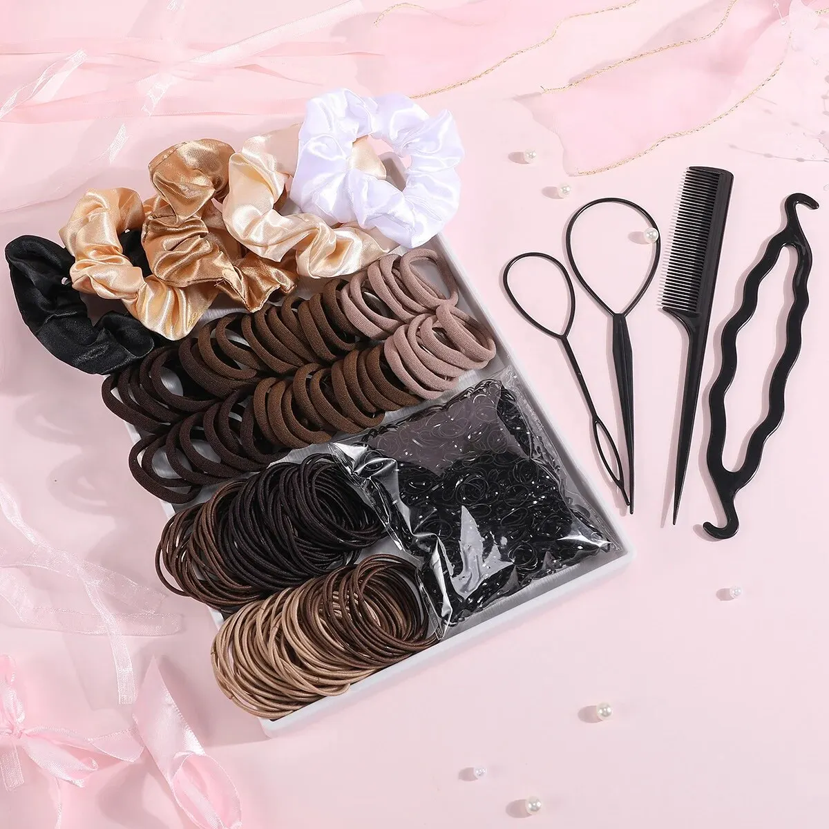 1159Pcs Women Hair Accessories Set Girls Colorful Nylon Hair Ties Variety Hair Bands Ponytail Holder Elastic Headband Scrunchies