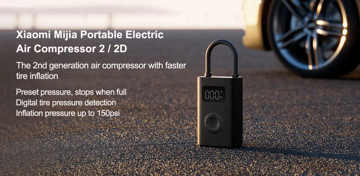 Xiaomi Mijia Tragbarer Luftkompressor 2/2D/2PRO, intelligenter digitaler Luftpumpe zur Reifendruckerkennung, tragbare elektrische Luftpumpe – Detail 2