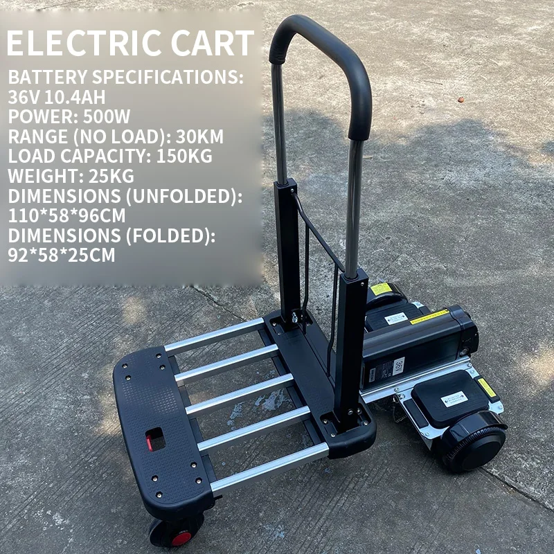 Electric Hand Truck, Foldable and Designed for Hauling Cargo, Logistics Warehouse Hand Truck, Telescoping Frame