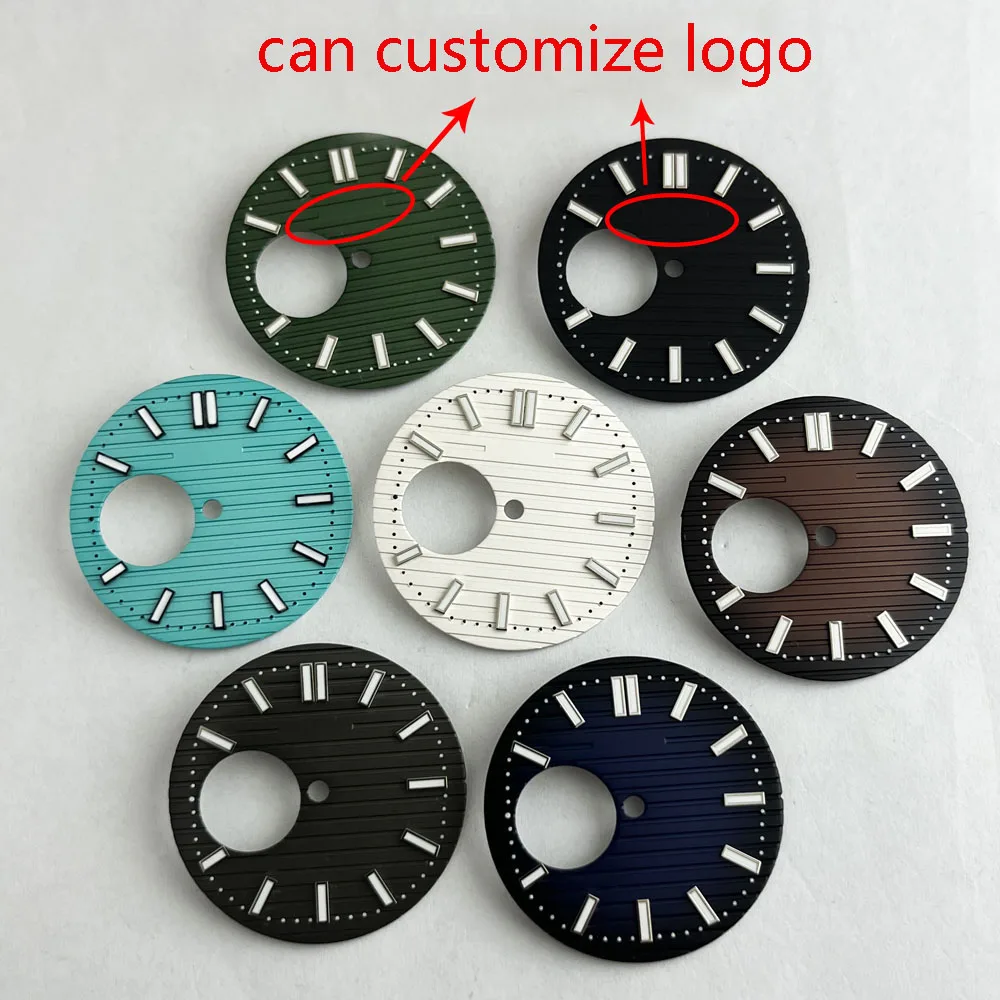 29.8mm NH38 dial luminous green blue nautilusian skeleton dial for Japan NH38 automatic movement 7018/1A-001 can customize logo