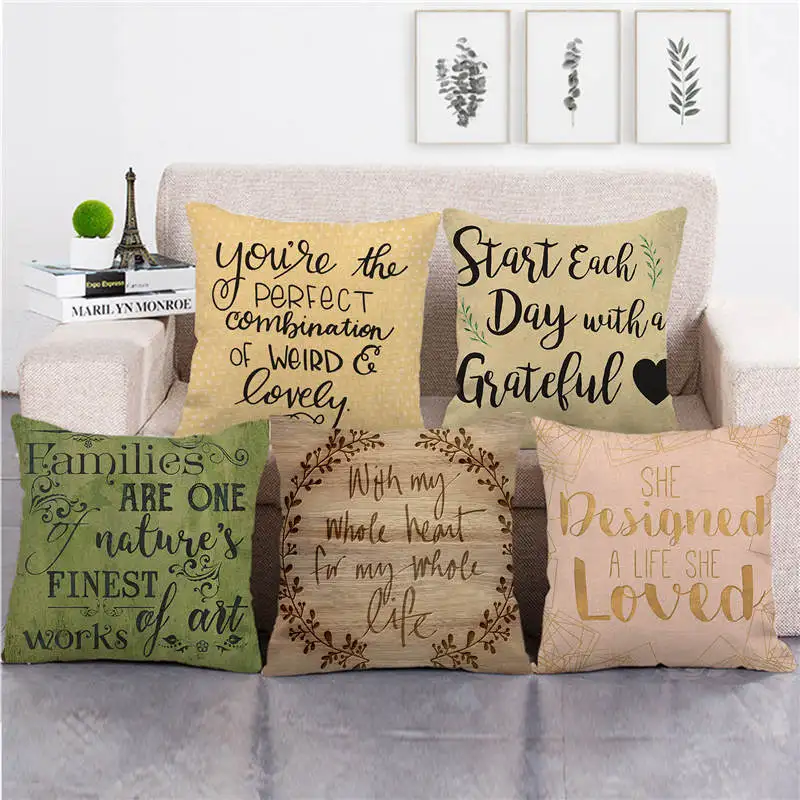 Guirnalda de estilo Retro con texto en inglés, fundas de almohada cortas de felpa con impresión Digital para sofá de coche, funda de cojín de oficina, artículos para el hogar