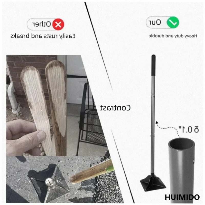 Detachable Steel Soil Compactor Garden Tamper Tool Hand Held Ground Presser for Landscaping Paving