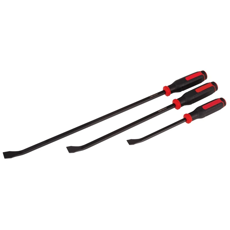 3 Piece Pry Bar Set Crow Bar Includes 12Inch, 18Inch And 24Inch CMMT98347 Tire Lever Black & Red