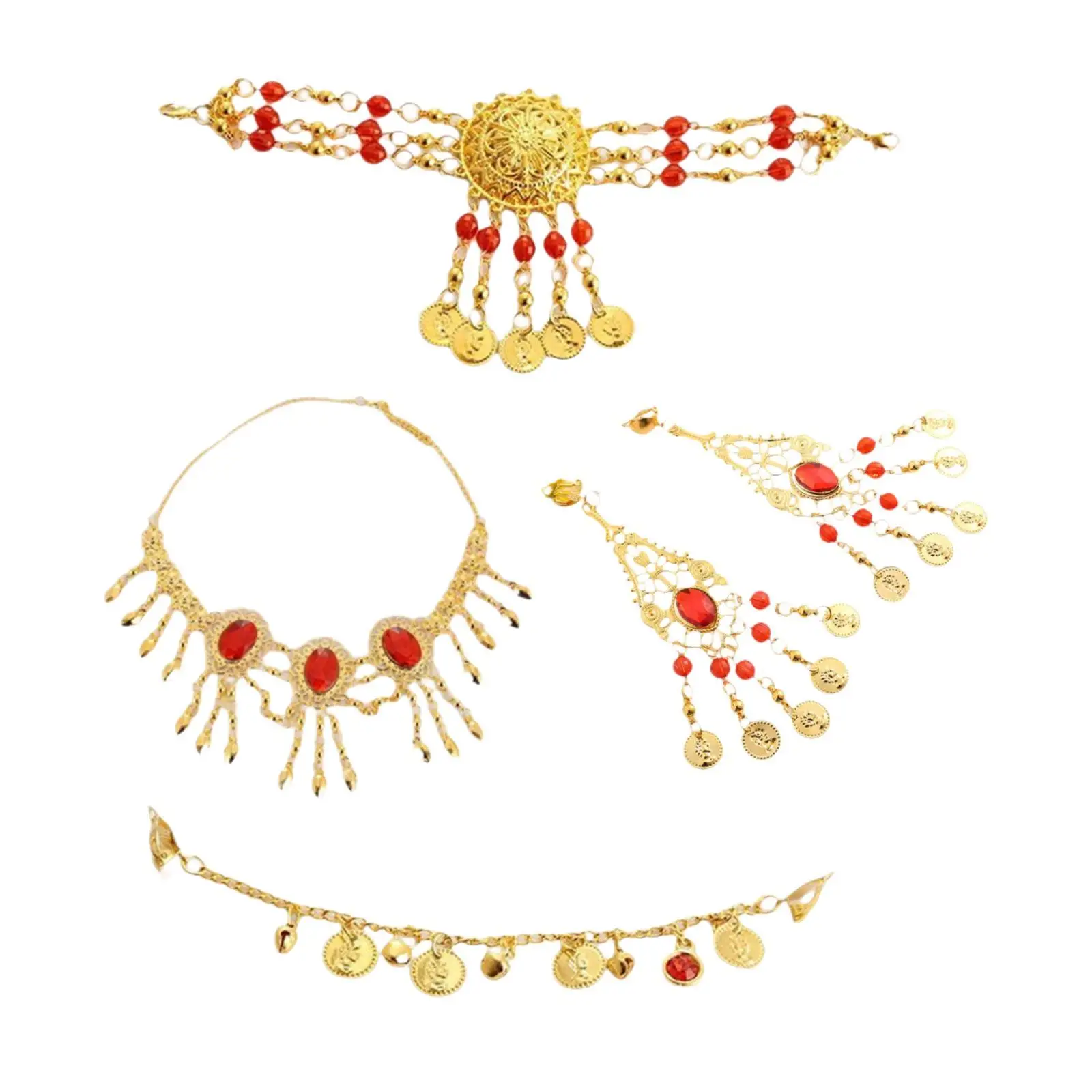 

Набор украшений для индийских танцев: модная золотая цепочка для волос с пайетками и кисточками, ожерелье-цепочка на голову, серьги, для вечеринок, выступлений, карнавалов