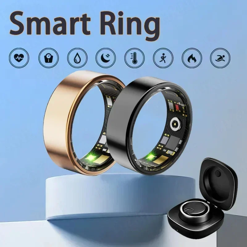 

New Smart Ring Men Women Heart Rate Blood Oxygen Monitor IP68 & 5ATM Waterproof Smartring Multi-sport Mode For Android IOS