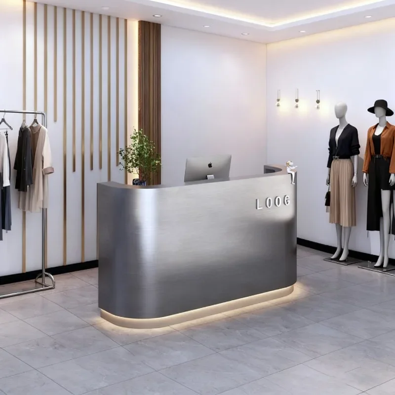Checkout page Counter Clothing Shop Bar Table Shop Small Catering Stainless Steel Commercial Barber Shop Reception Desk