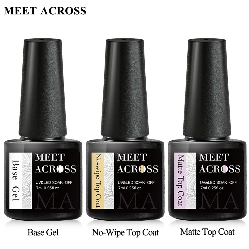 MEET ACROSS-Gel Primer para Unhas, Desidratador Prep para Unhas, Durador, Ar Seco, Mergulhe, Verniz para Manicure, Design de Nail Art, 7ml