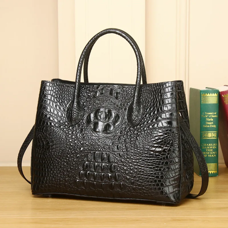 New Leather Women\'s Bag Handbag Large Capacity Crocodile Women\'s Garden Bag Banquet Bag Fashion Business Fashion Postman Bag