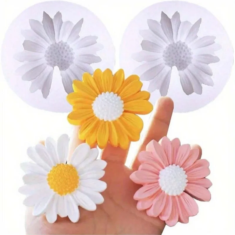 DIY 2 Pieces 3D Chrysanthemum Resin Silicone Mold Chocolate Cake Decoration Flower Candle Concrete Clay Process
