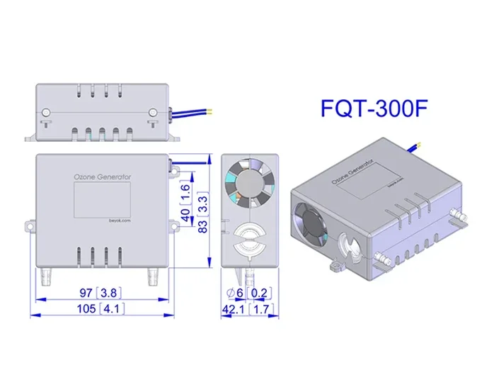 Nieuwe Originele Ozongenerator voor FQT-300F buisvormige ingebouwde ventilator sterke warmteafvoer ozonmodule vervanging Snelle levering