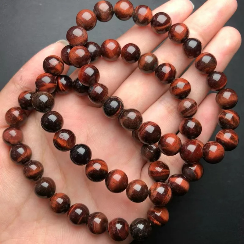 Natural Red Tiger Eye round Beads Single Circle Bracelet Jewelry Decorations