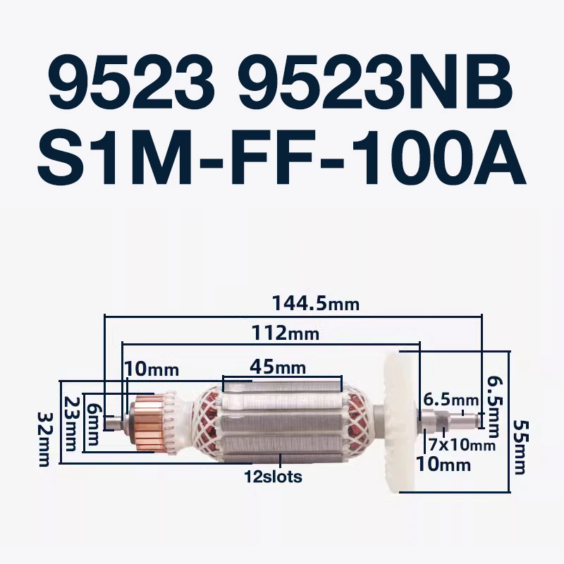 AC220-240V Armature Coil for Makita 9523 9523NB Angle Grinder Power Tool Armature Rotor Anchor Stator Coil Replacement Parts