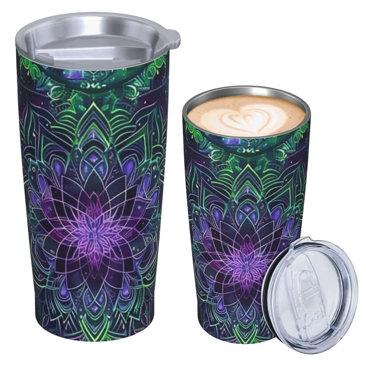 Retro Celestial Neon Glow  Symbols And Starry Night Design Stainless Steel Vacuum Mugs Thermal Cold Bottle Straws With Lid