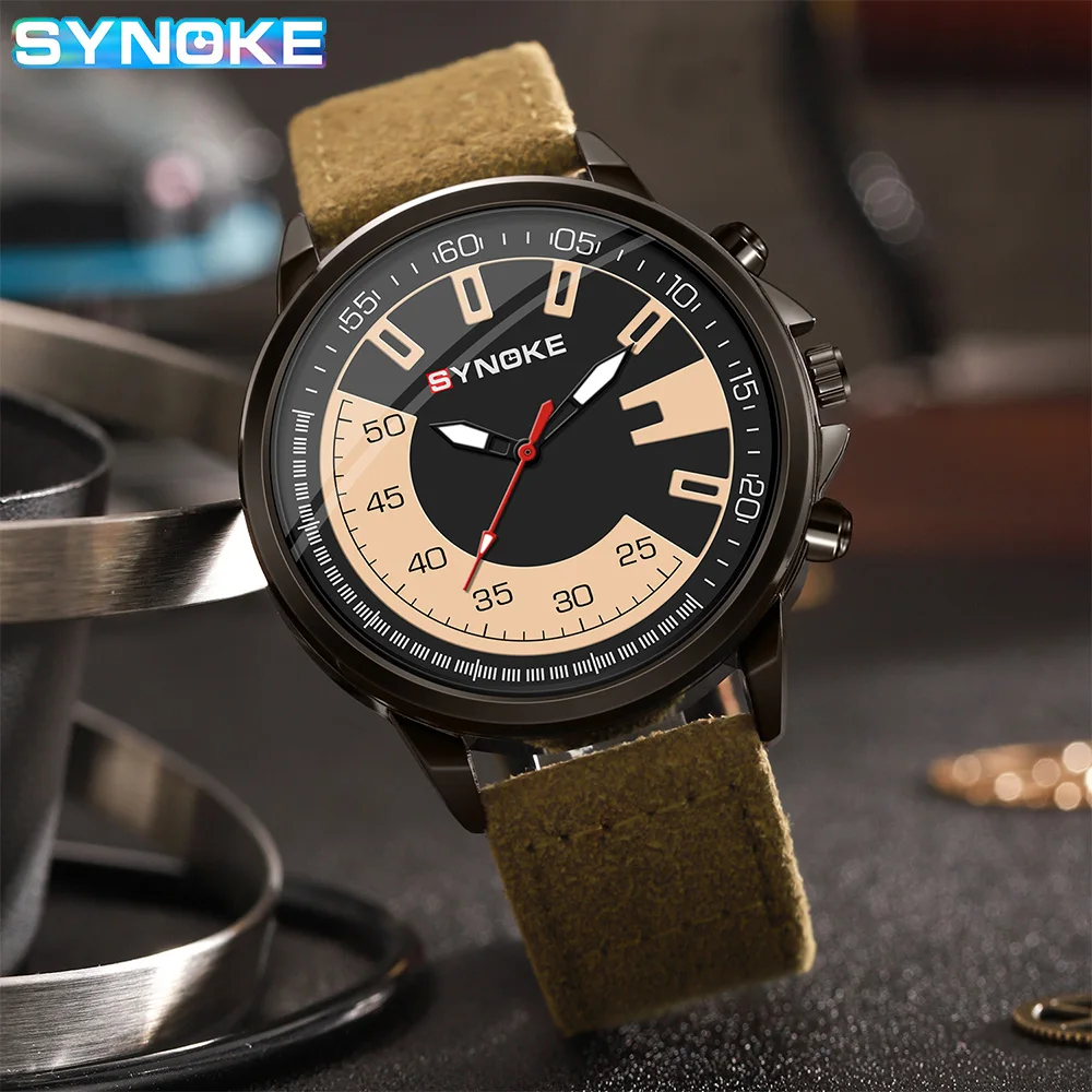 SYNOKE Non Mechanical Men Quartz Watch New Style Fashion Sport Business Belt Retro Watch For Men Watch Student Wristwatch Sports