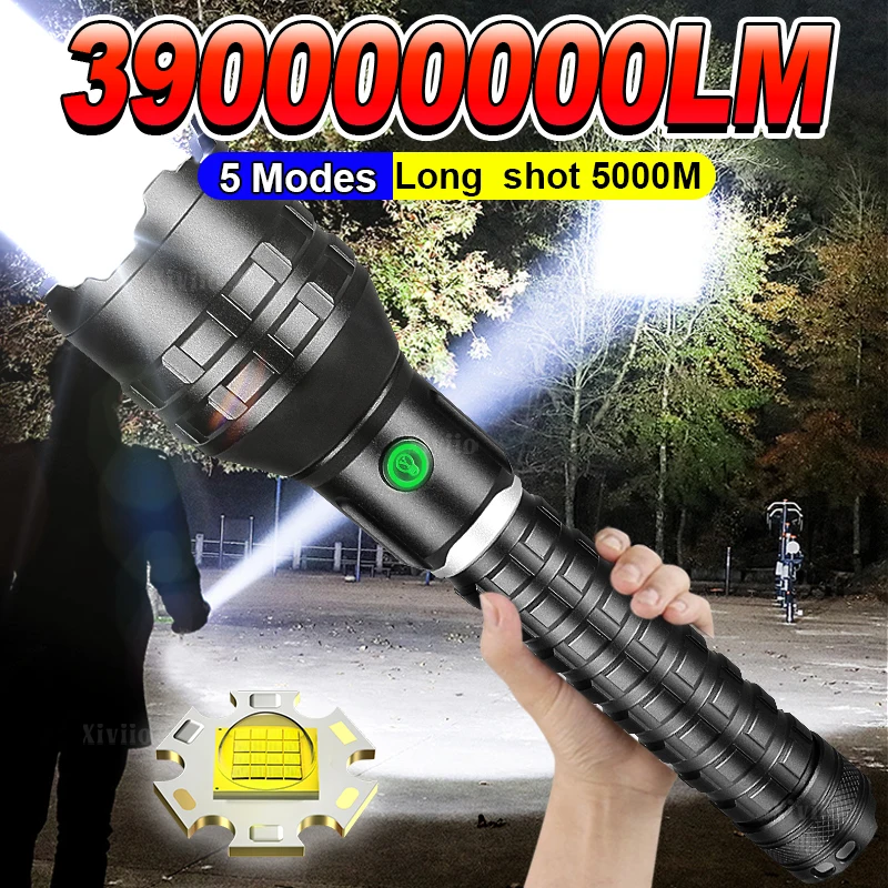 

Мощный светодиодный фонарь 390000000LM, суперяркий перезаряжаемый тактический фонарик для активного отдыха, рыбалки, ручной фонарь
