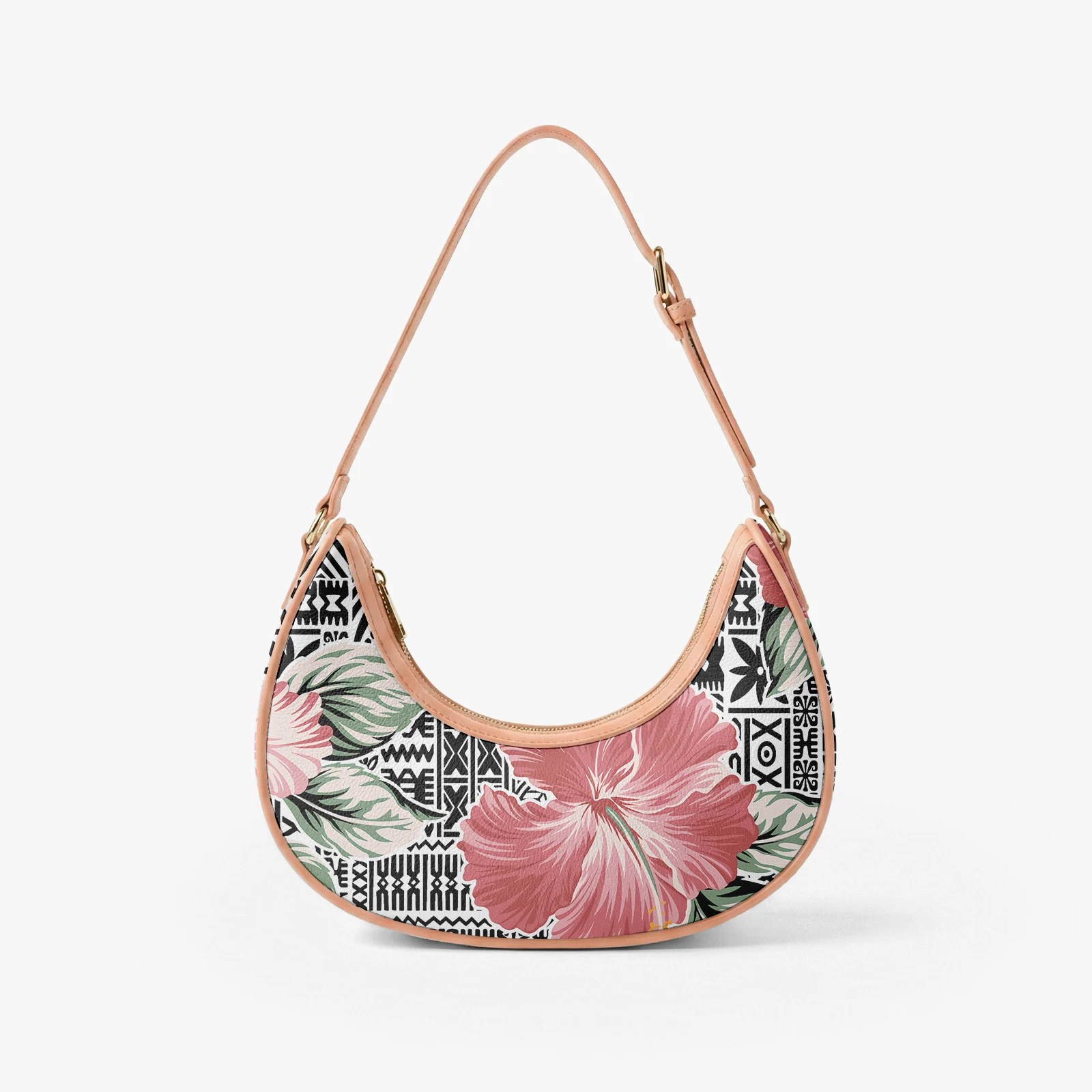 Polynesian Style hibiscus Flower Design Custom Elegant Woman's Underarm Bag Banquet Custom Handbag High-Quality PU Shoulder Bag view 2