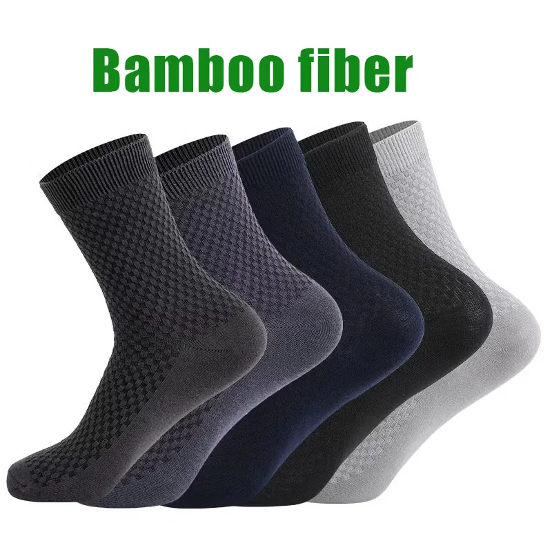

5Pairs/Lot Men's Socks High Quality Bamboo Fiber Business Breathable Deodorizing Socks Men's Casual Socks Large Size EU38-46